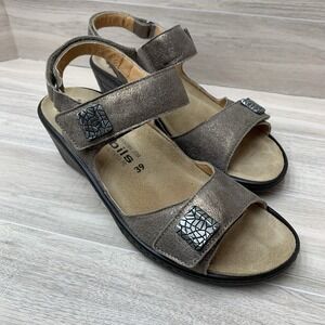 Mephisto Mobils Maryse Sandals Gold Metallic Leather Wedge Comfort 39